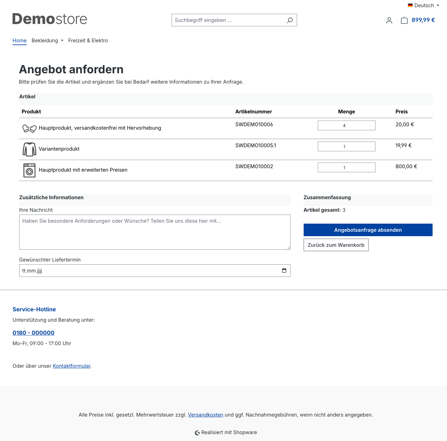 Angebotsanfrage-Formular