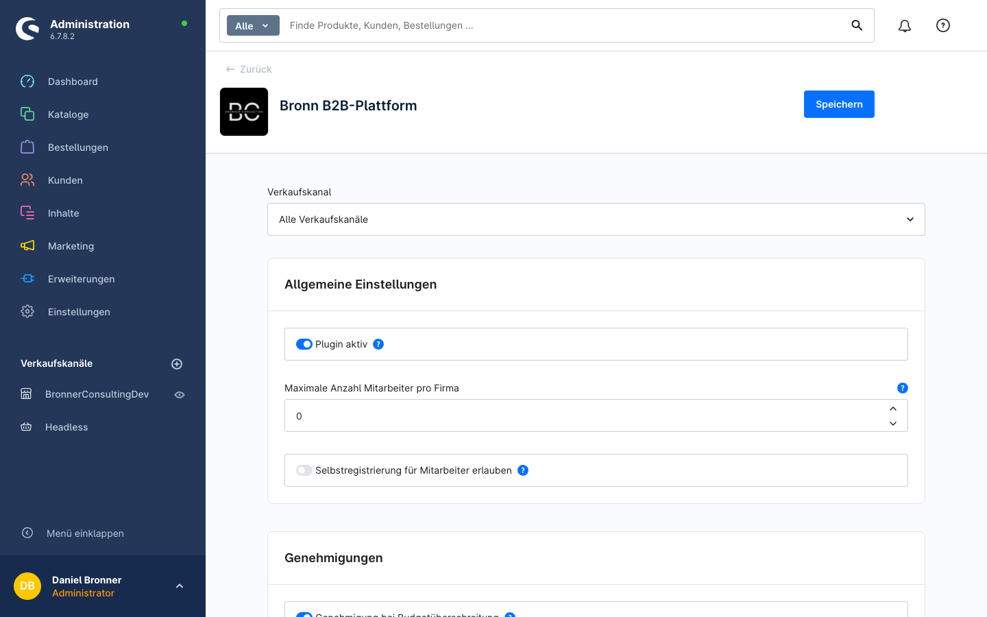 Plugin-Konfiguration der B2B-Plattform