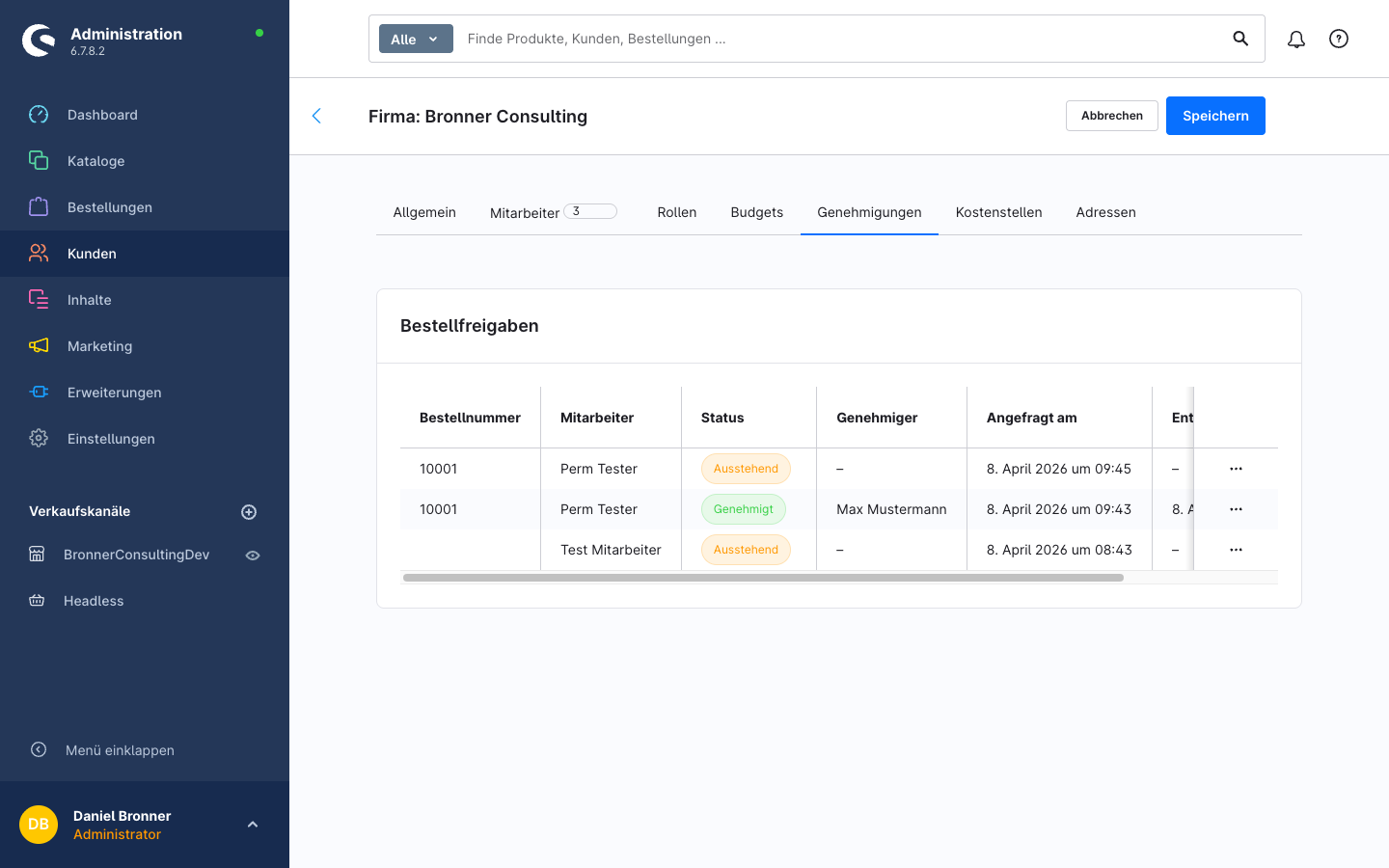 Firmendetail – Tab Genehmigungen