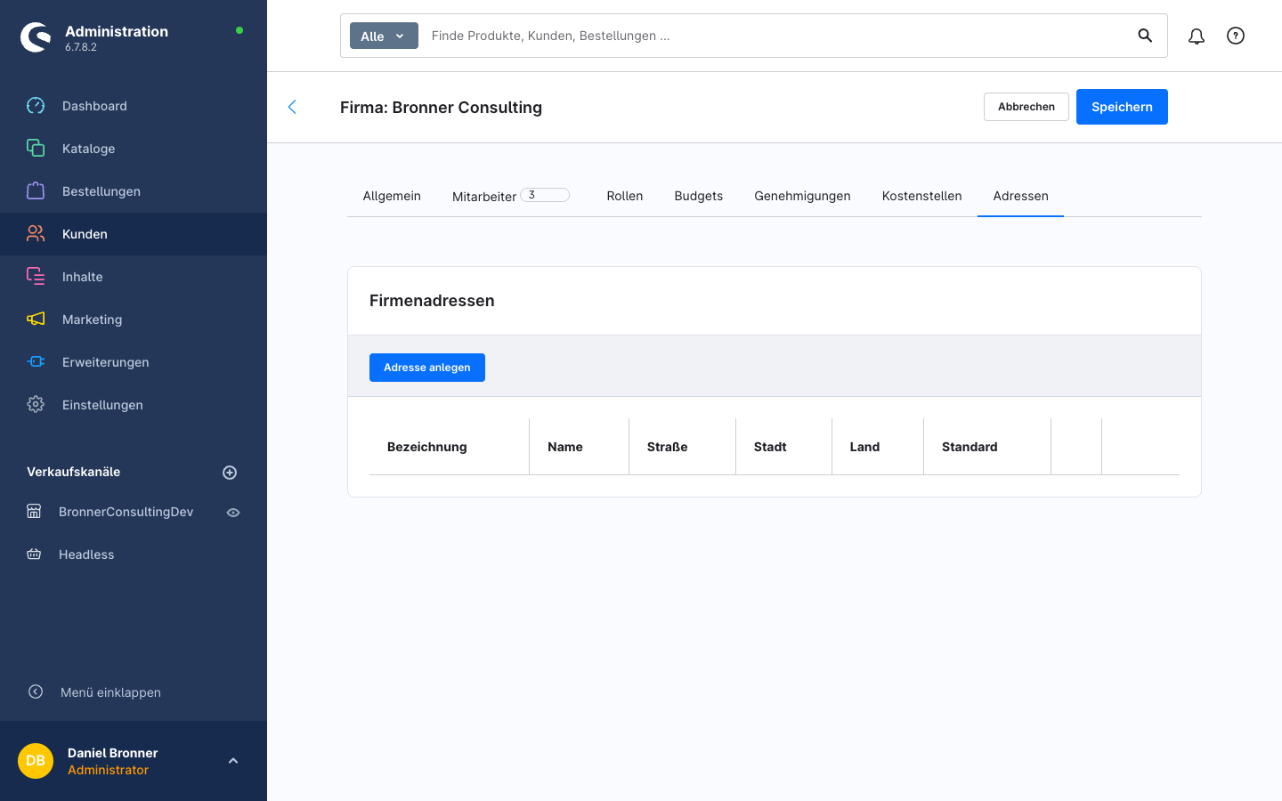 Firmendetail – Tab Adressen