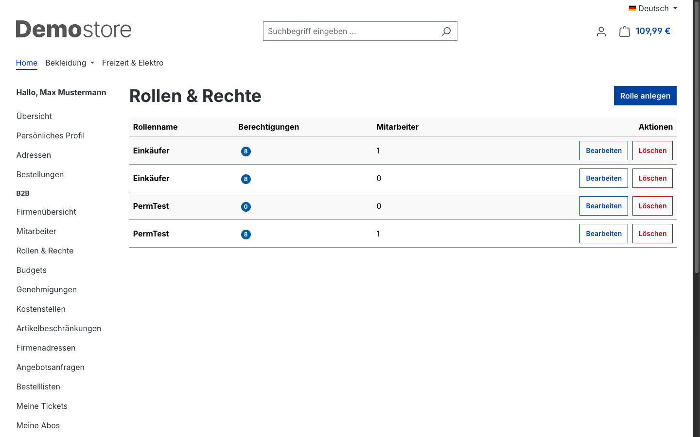 Rollen & Rechte Übersicht