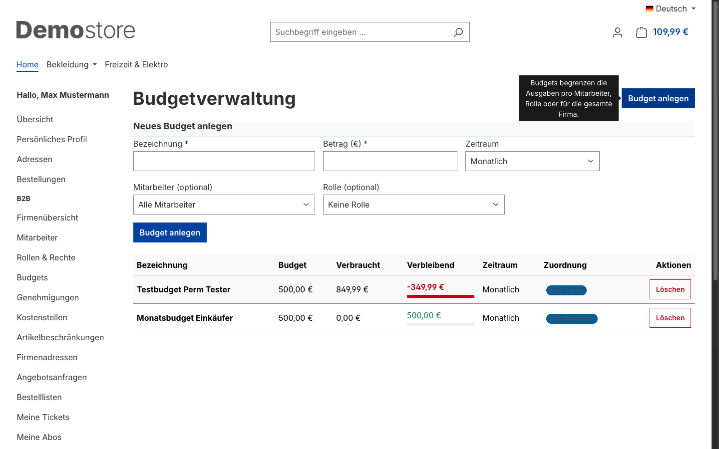 Neues Budget anlegen