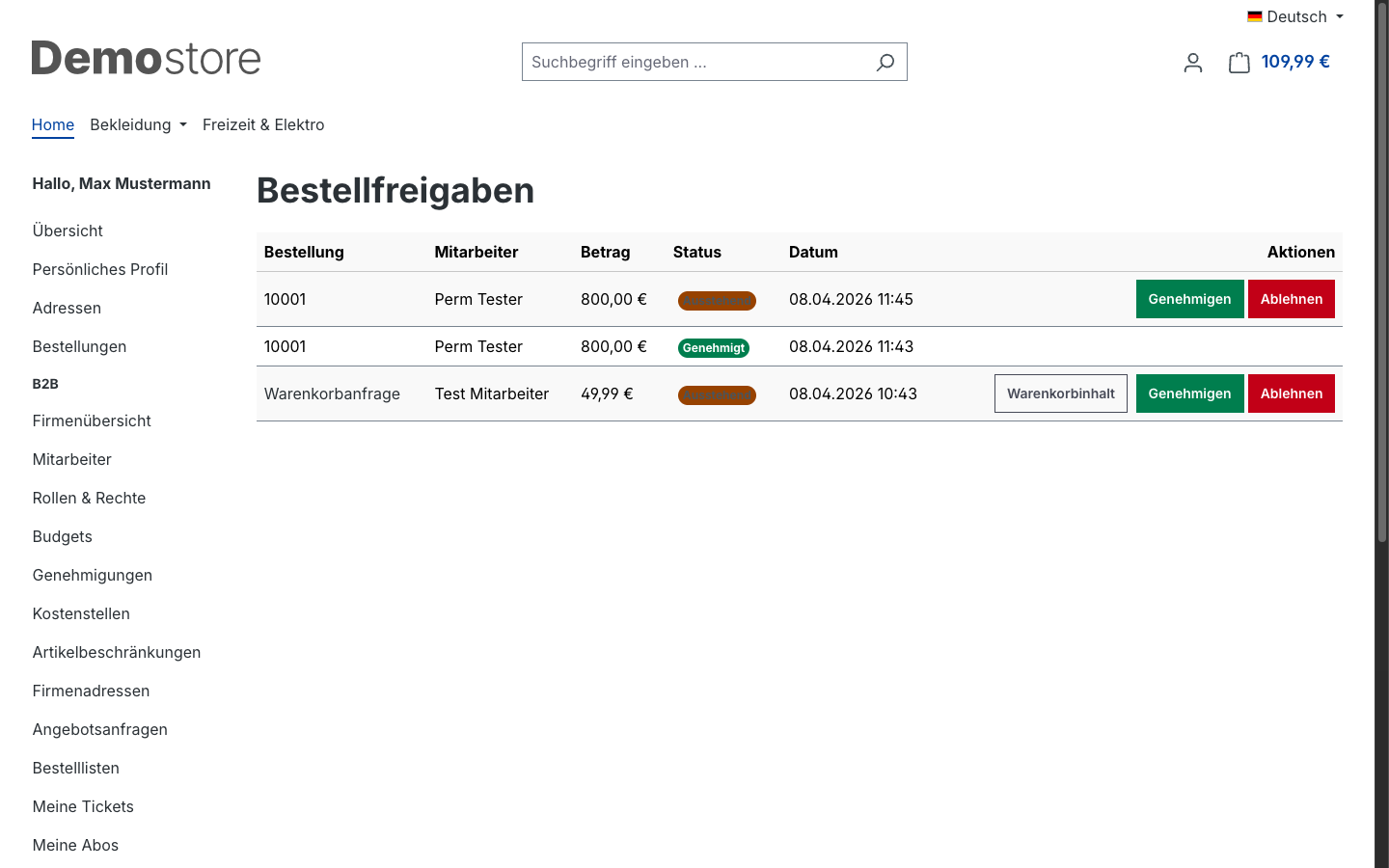 Bestellfreigaben