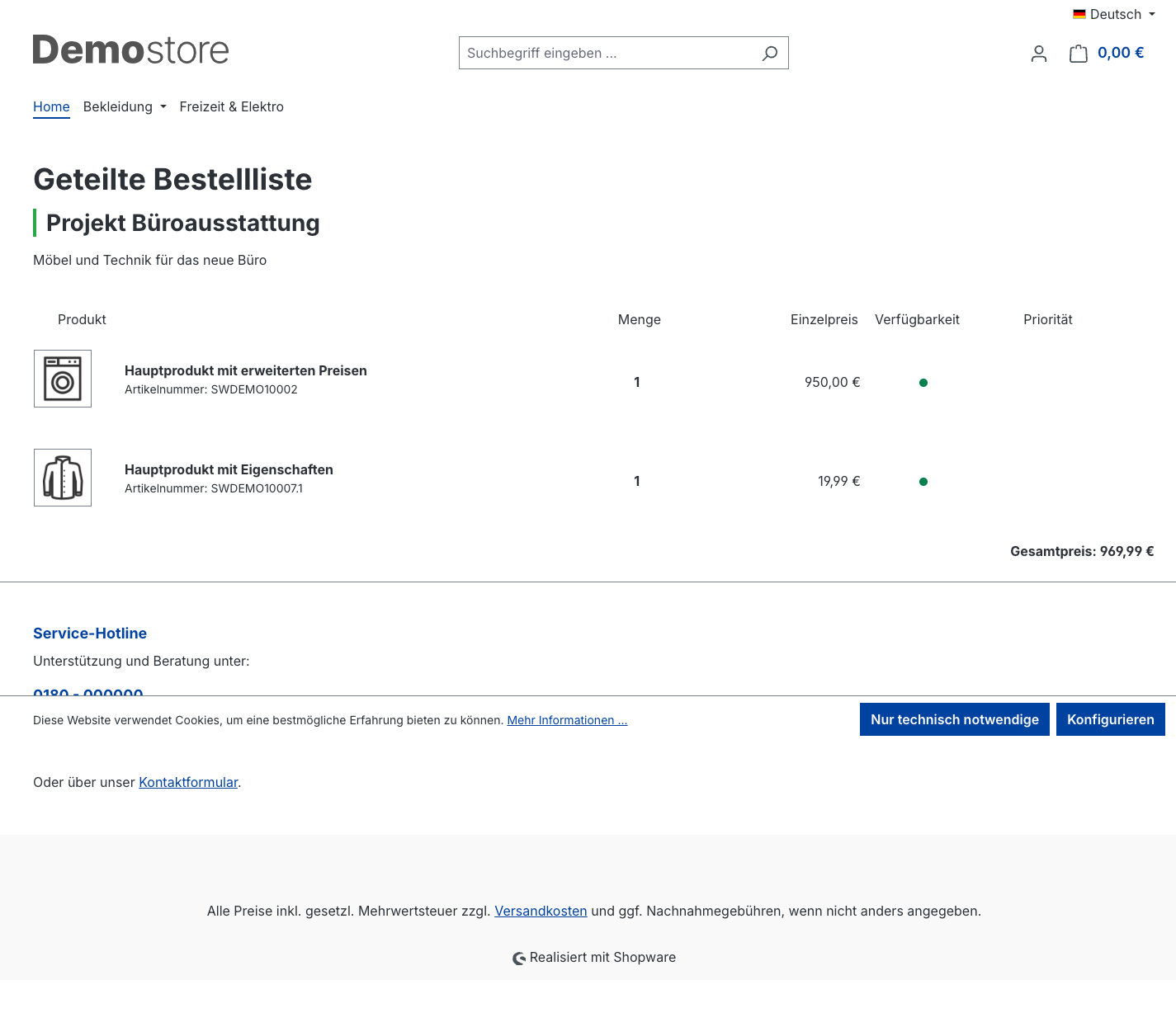 Geteilte Liste – externe Ansicht
