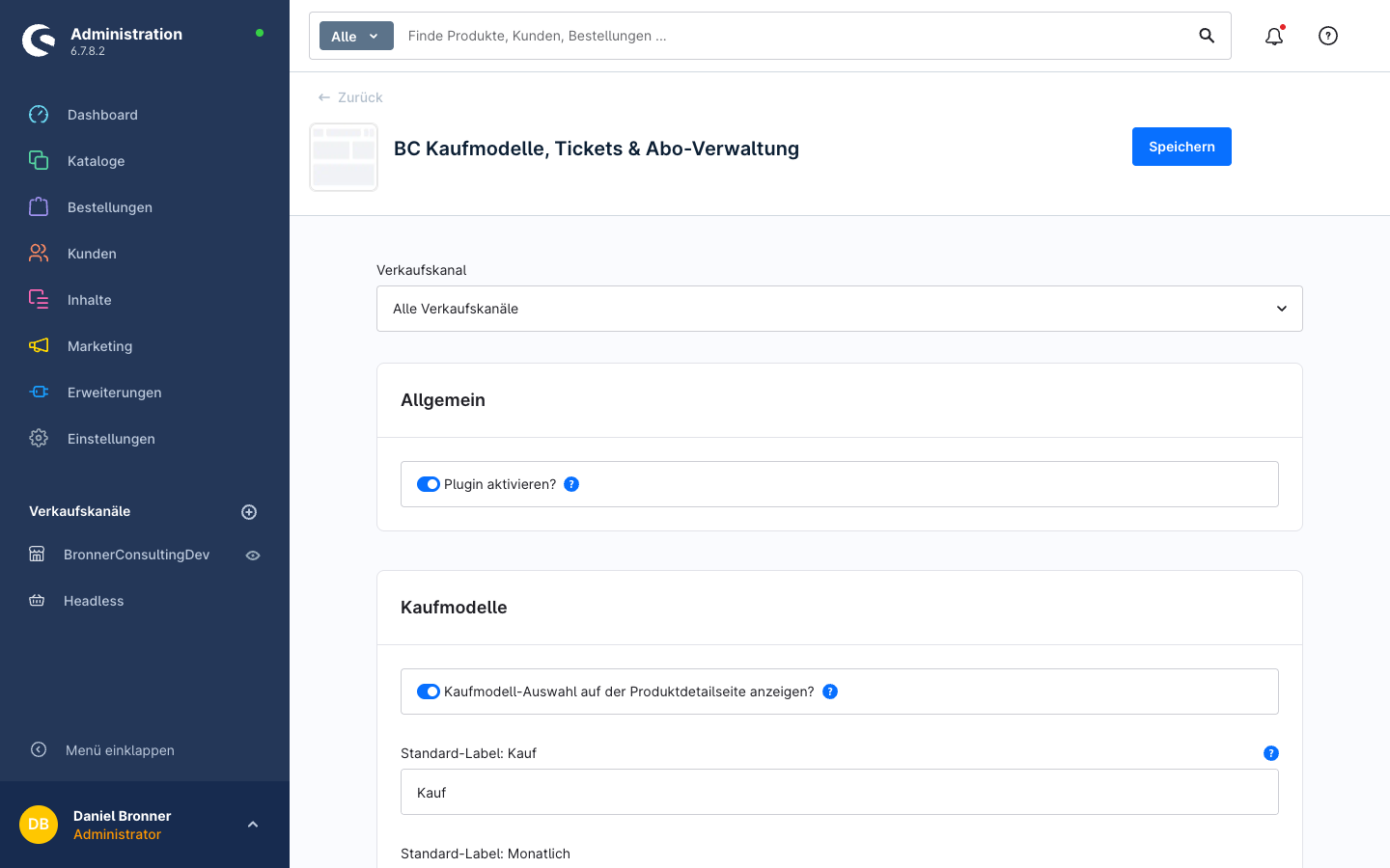 Plugin-Konfiguration – Kaufmodelle, Tickets & Abo
