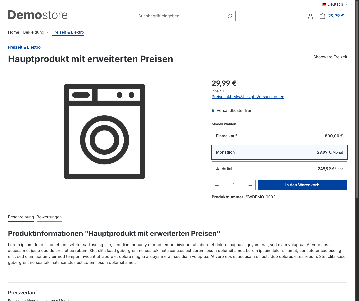 Produktseite – Monatlich ausgewählt