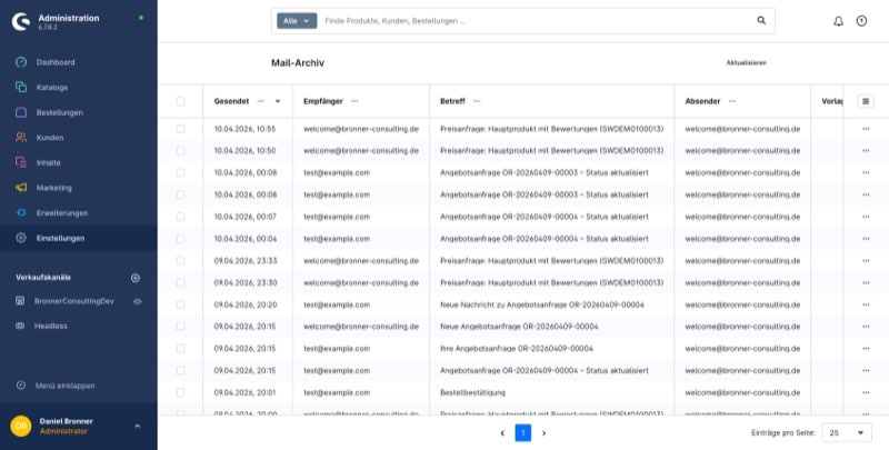 HTML-Vorschau einer archivierten Mail