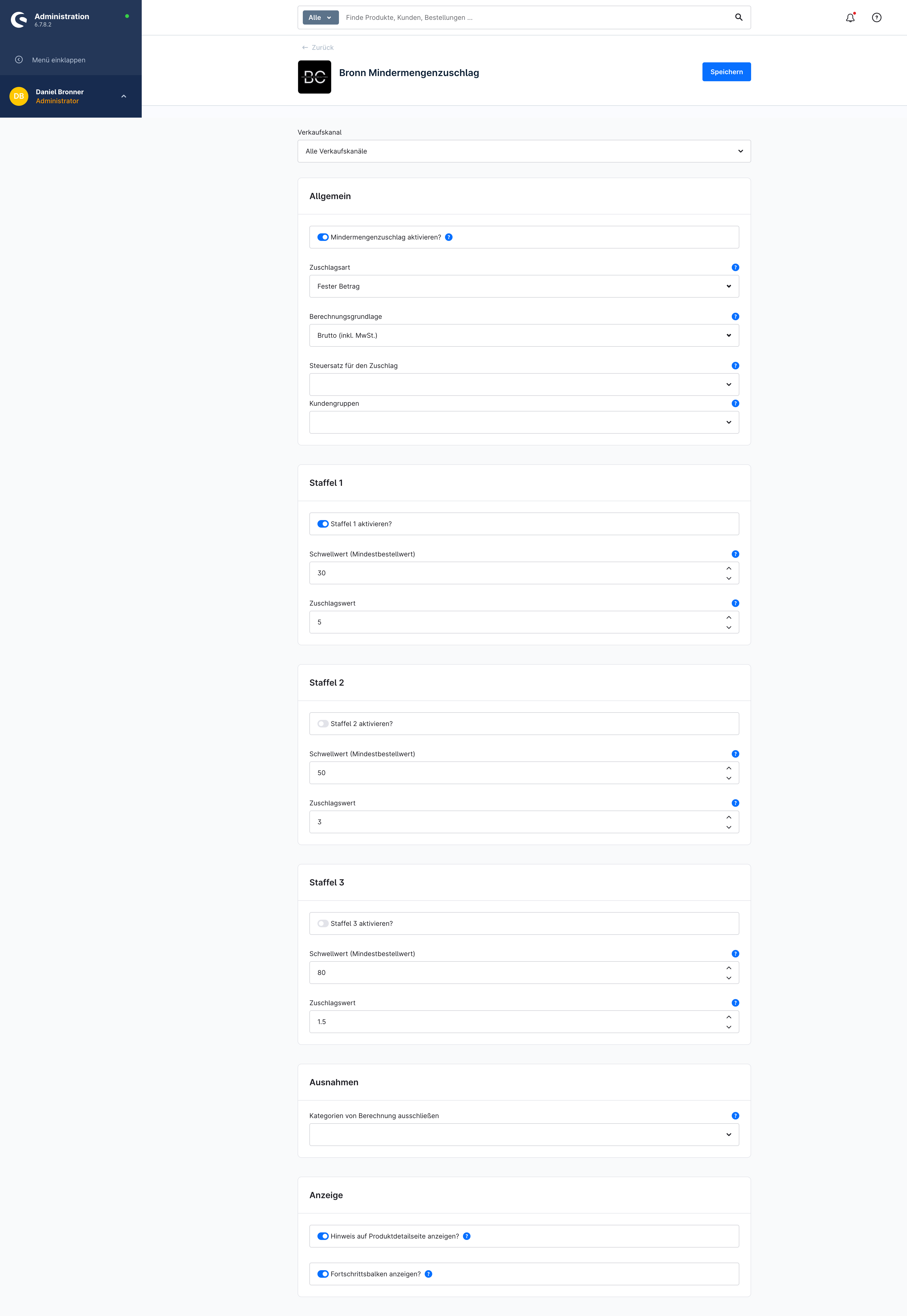 Mindermengenzuschlag Plugin-Konfiguration