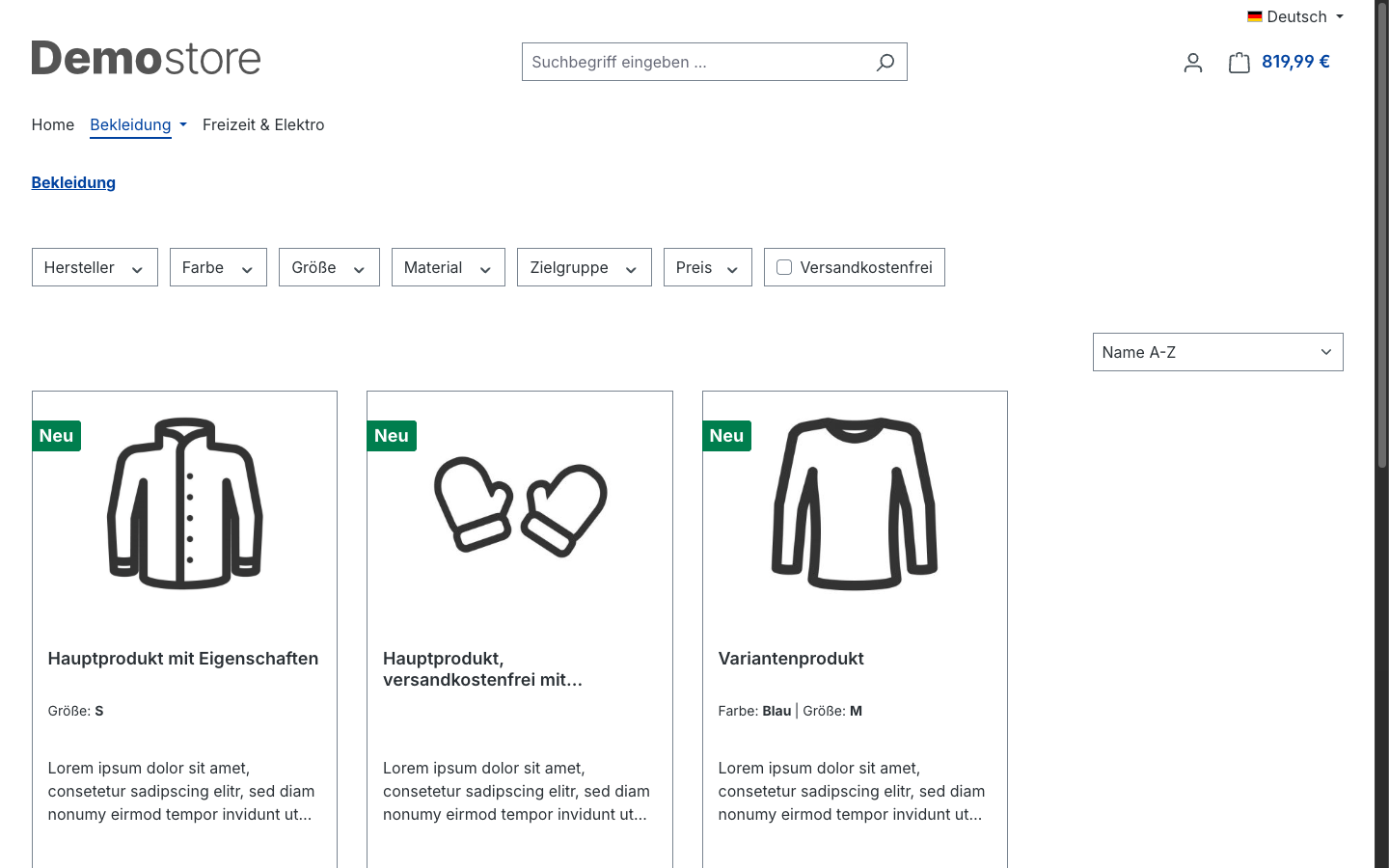 Produktliste als Kunde – Preise sichtbar